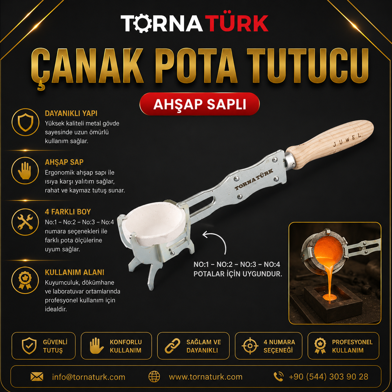 çanak pota tutucu ahşap saplı