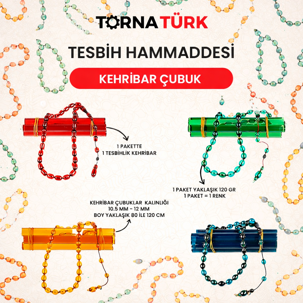 tesbih hammaddesi (kehribar sıkma çubuk )