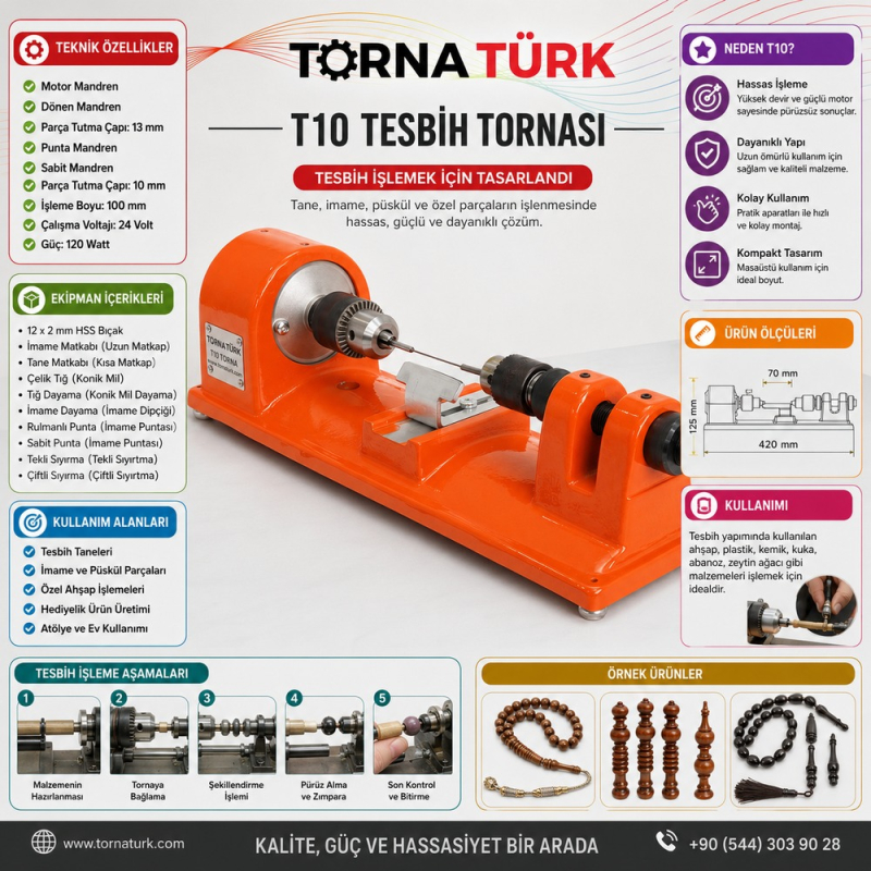 T10 Torna Seti - Tesbih Tornası  -  T10 rosary lathe