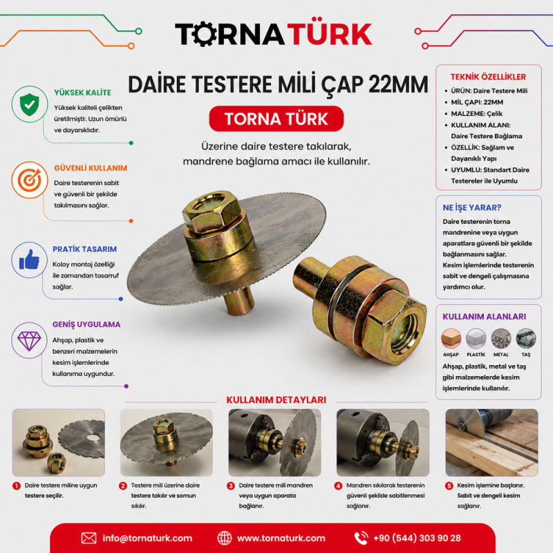 daire testere mili ÇAP 22mm 