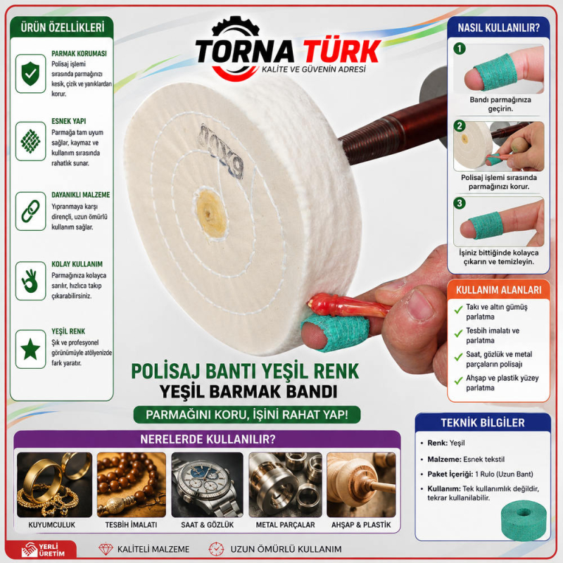 polisaj bantı yeşil renk - yeşil barmak bandı