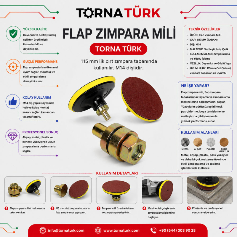 flap zımpara mili