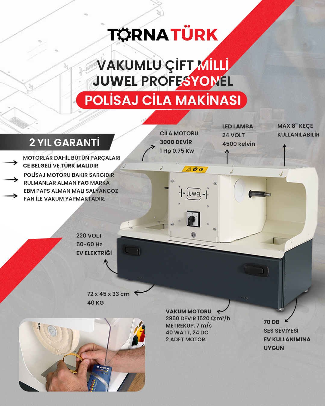 vakumlu çift milli profesyonel polisaj cila makinası ( kuyumcu ve tesbih  polisaj makinası ) / polishing machine